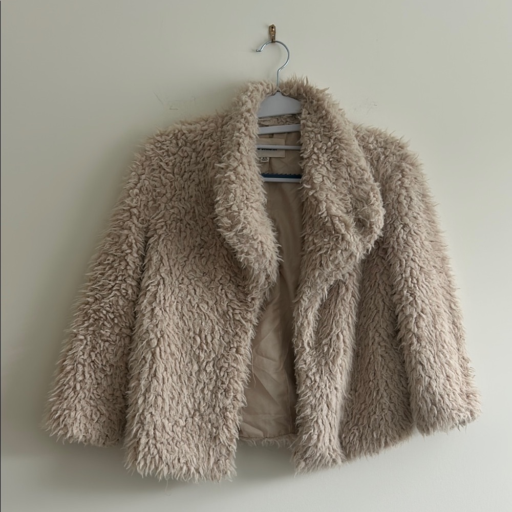 BB Dakota Tan Teddy Jacket Plush Faux Fur